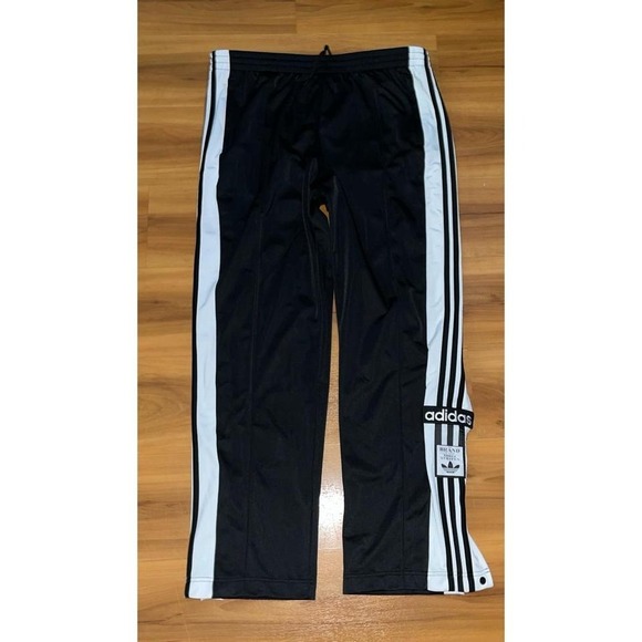Adidas Breaker 3 Stripe Snap Button Broadway Performance Active Track Pants - Picture 2 of 7